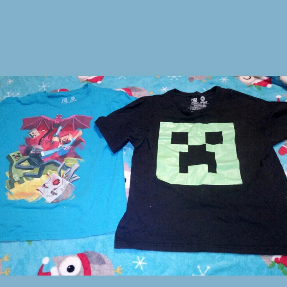 2 medium sz 10 youth Minecraft shirts